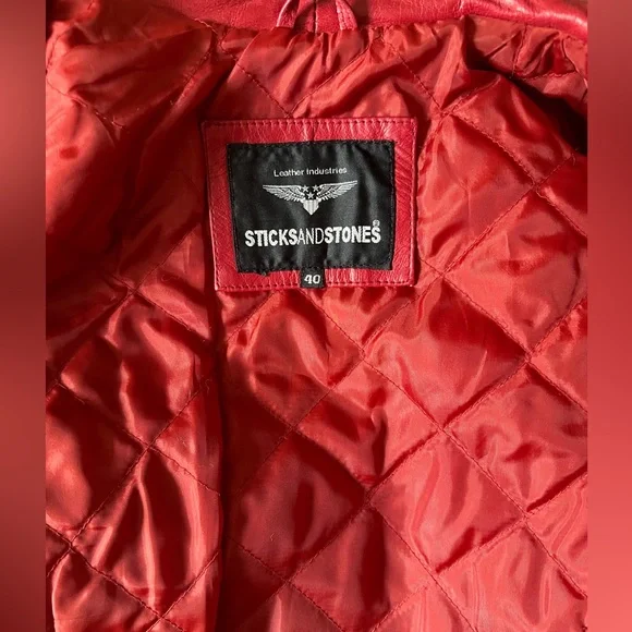 Sticks and Stones red leather jacket - Picture 4 of 5